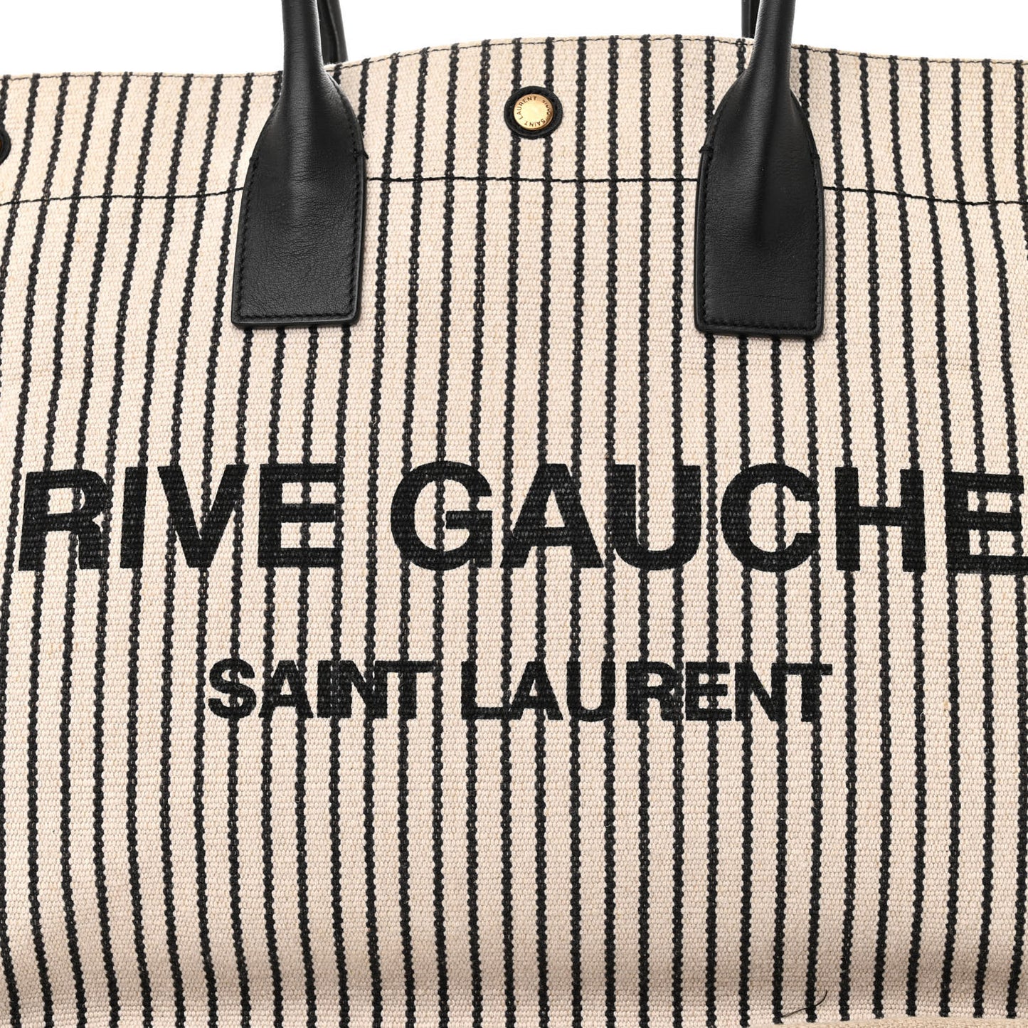 Embroidered Cotton Linen Rive Gauche Noe Tote Natural Black