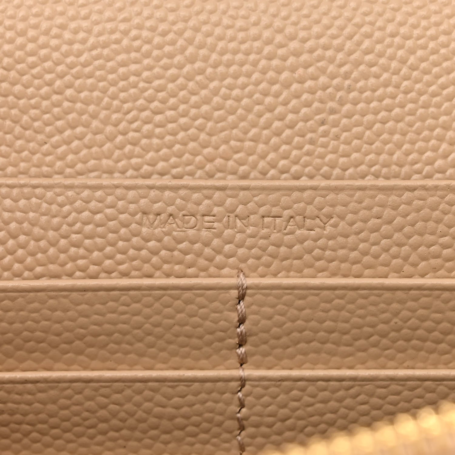 Saint Laurent Grain De Poudre Matelasse Chevron Monogram Chain Wallet Dark Beige 7 of 11