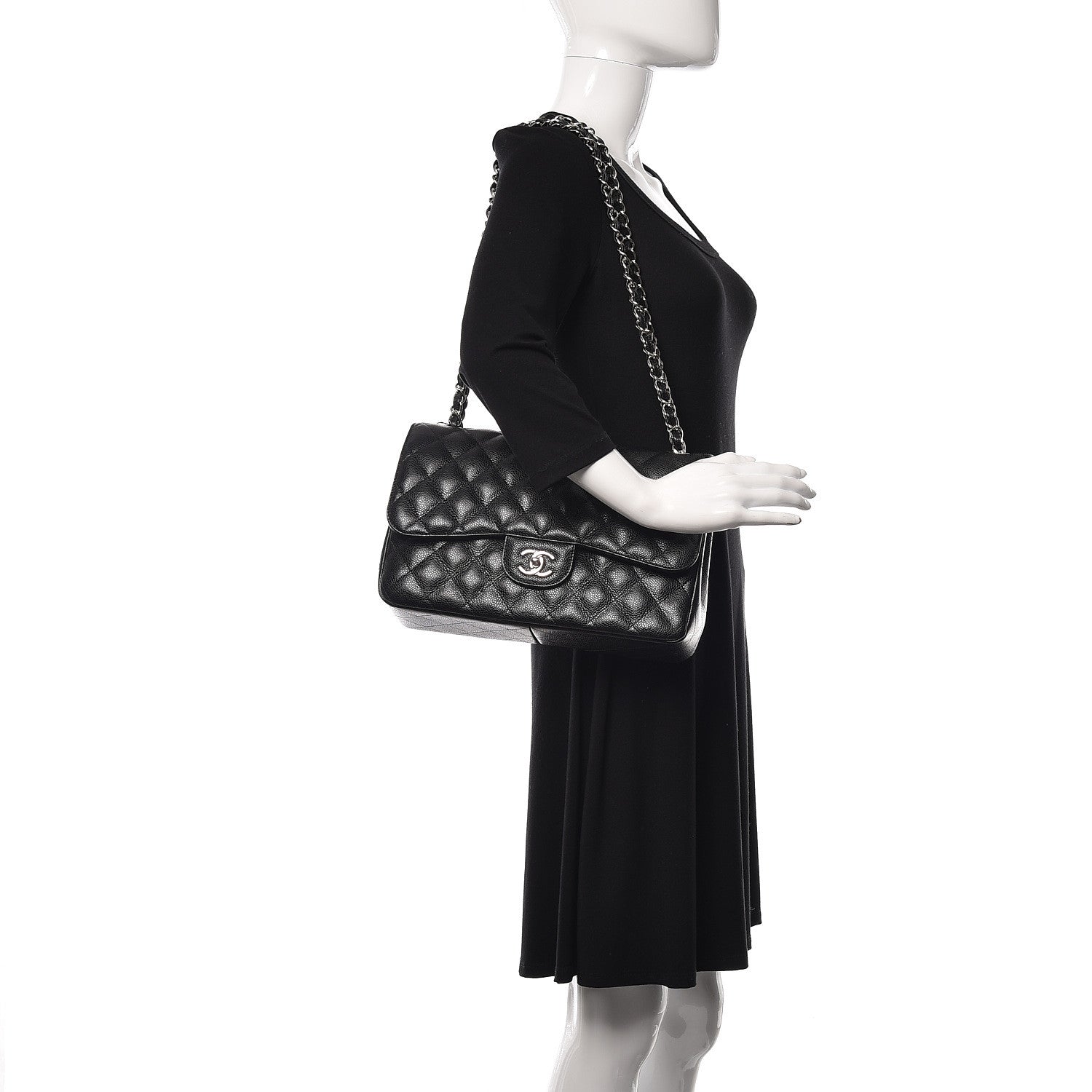 Chanel Caviar Quilted Jumbo Double Flap Black 2 of 11