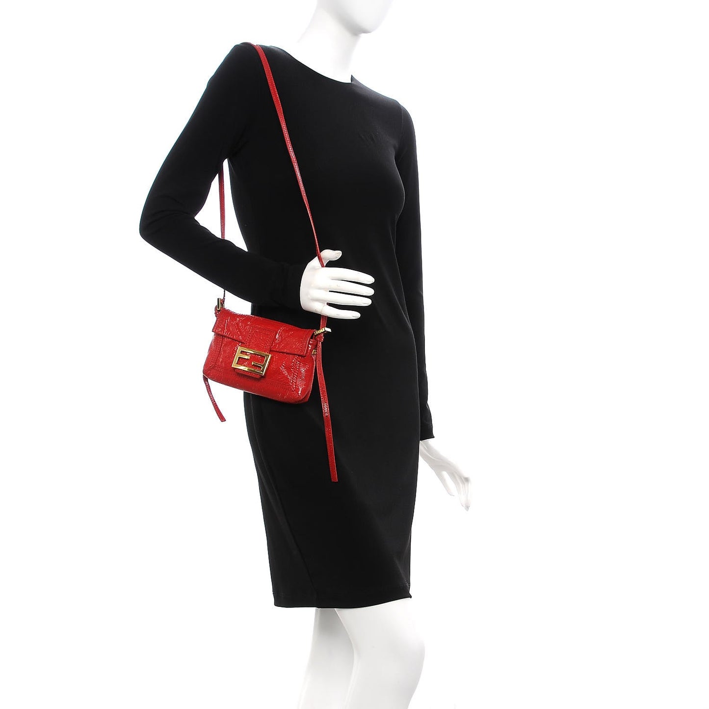 Vitello Naplak Small Convertible Baguette Rosso