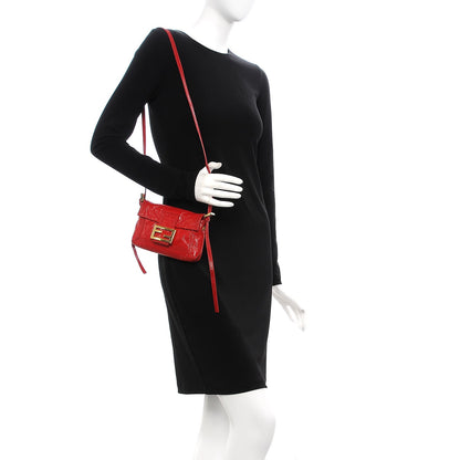 Fendi Vitello Naplak Small Convertible Baguette Rosso 2 of 13