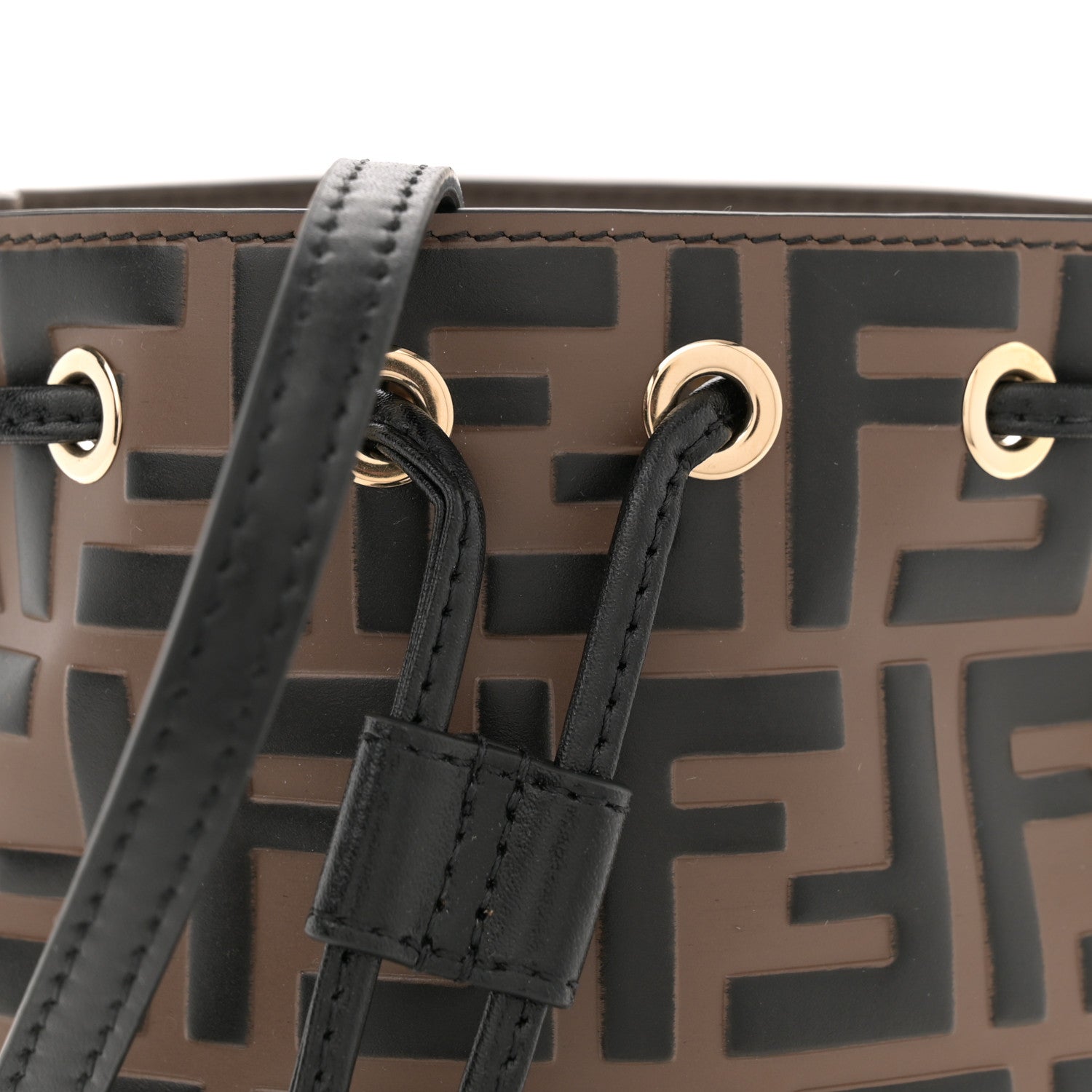 Fendi Vitello Liberty F is Fendi Bi-Color FF 1974 Embossed Mini Mon Tresor Bucket Bag Maya Black 8 of 10