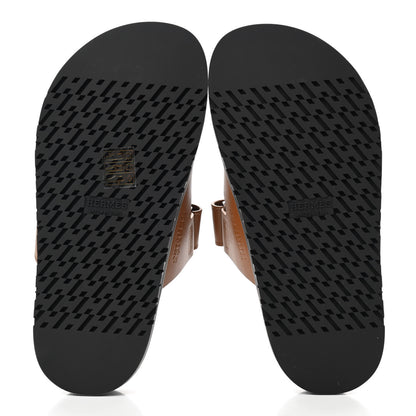 Hermes Calfskin Womens Chypre Sandals 35 Gold 5 of 9