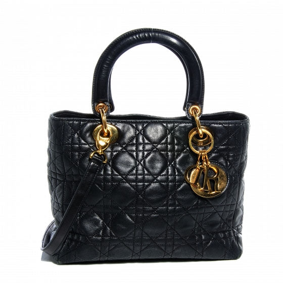 Christian Dior Lambskin Cannage Medium Lady Dior Black 1 of 8