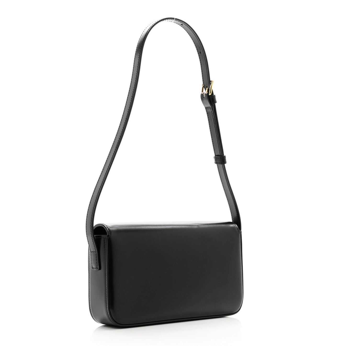 Shiny Calfskin Triomphe Shoulder Bag Black