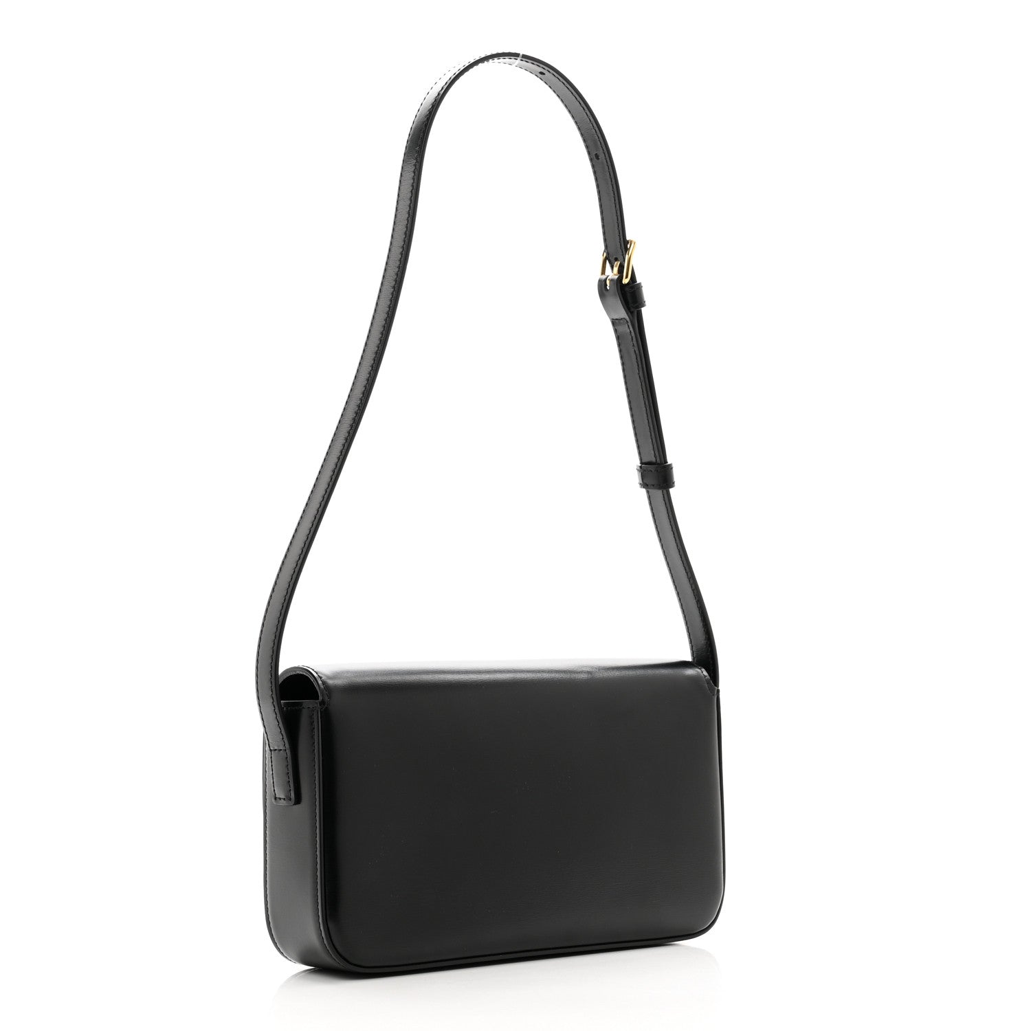 Celine Shiny Calfskin Triomphe Shoulder Bag Black 3 of 10