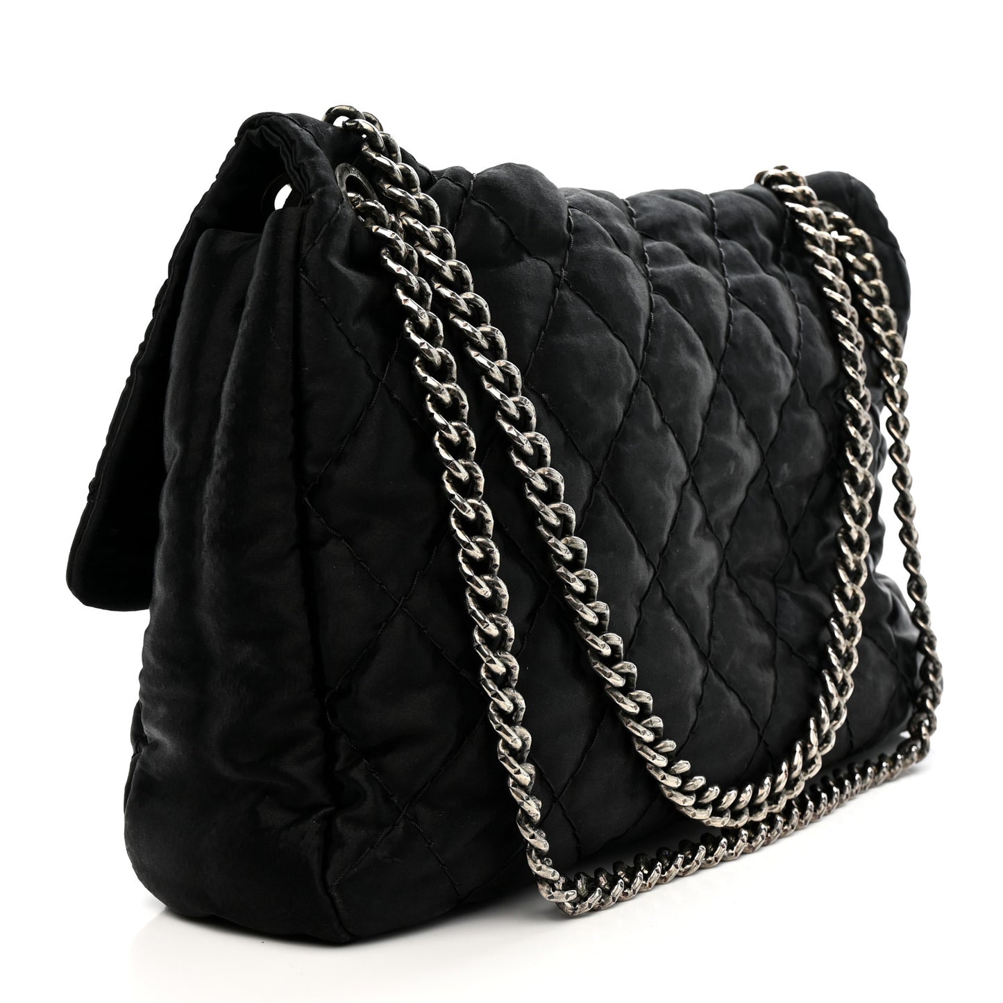 Satin Quilted XL Flap Black