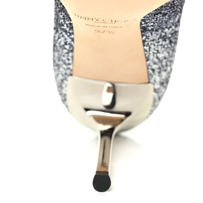 Jimmy Choo Coarse Glitter Degrade Pointy Toe Romy 100 Pumps 37.5 Navy Silver 8 of 11