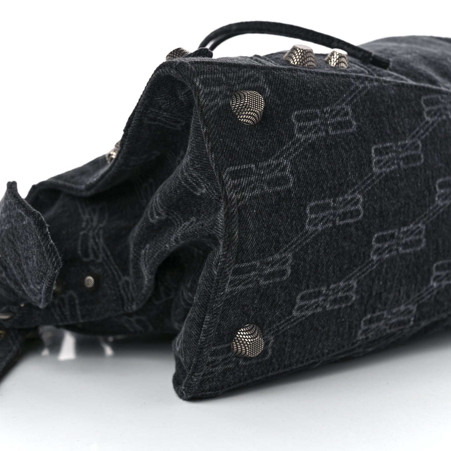 Washed Denim BB Monogram Neo Cagole City Handbag Black