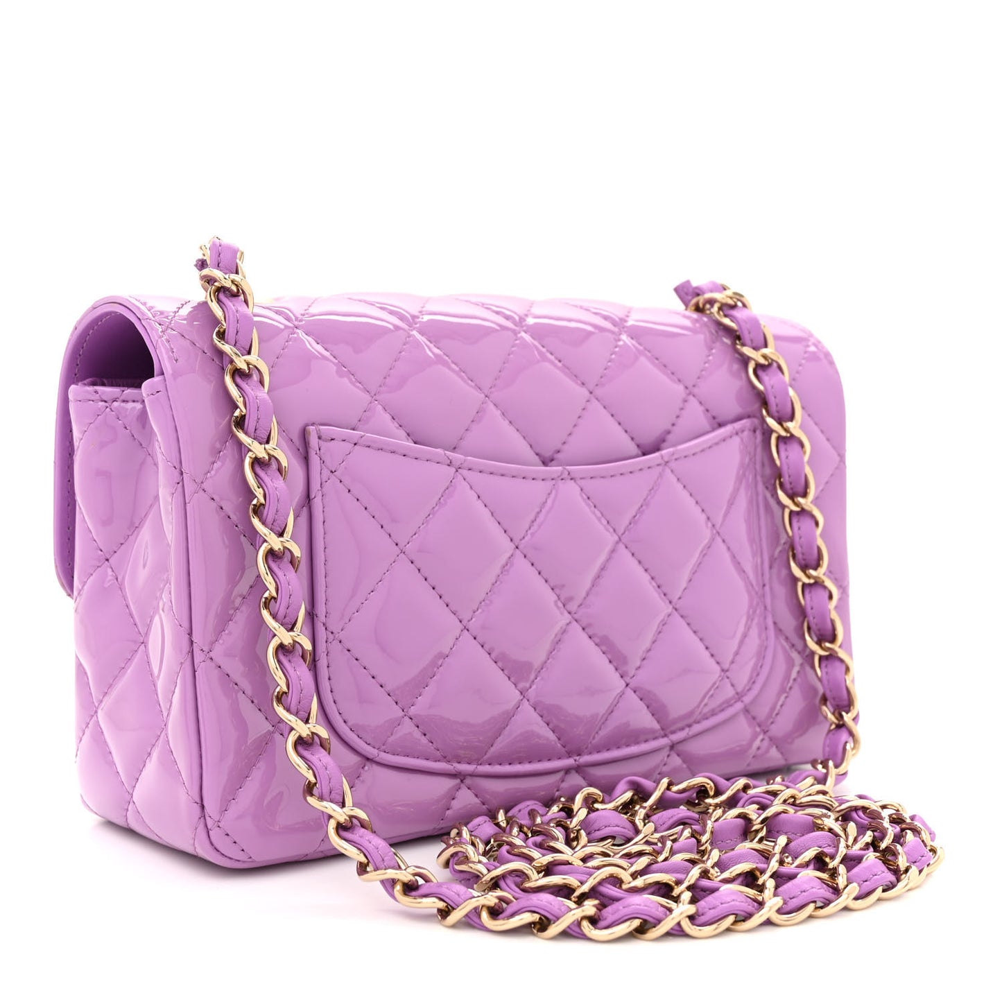 Patent Quilted Mini Rectangular Flap Purple