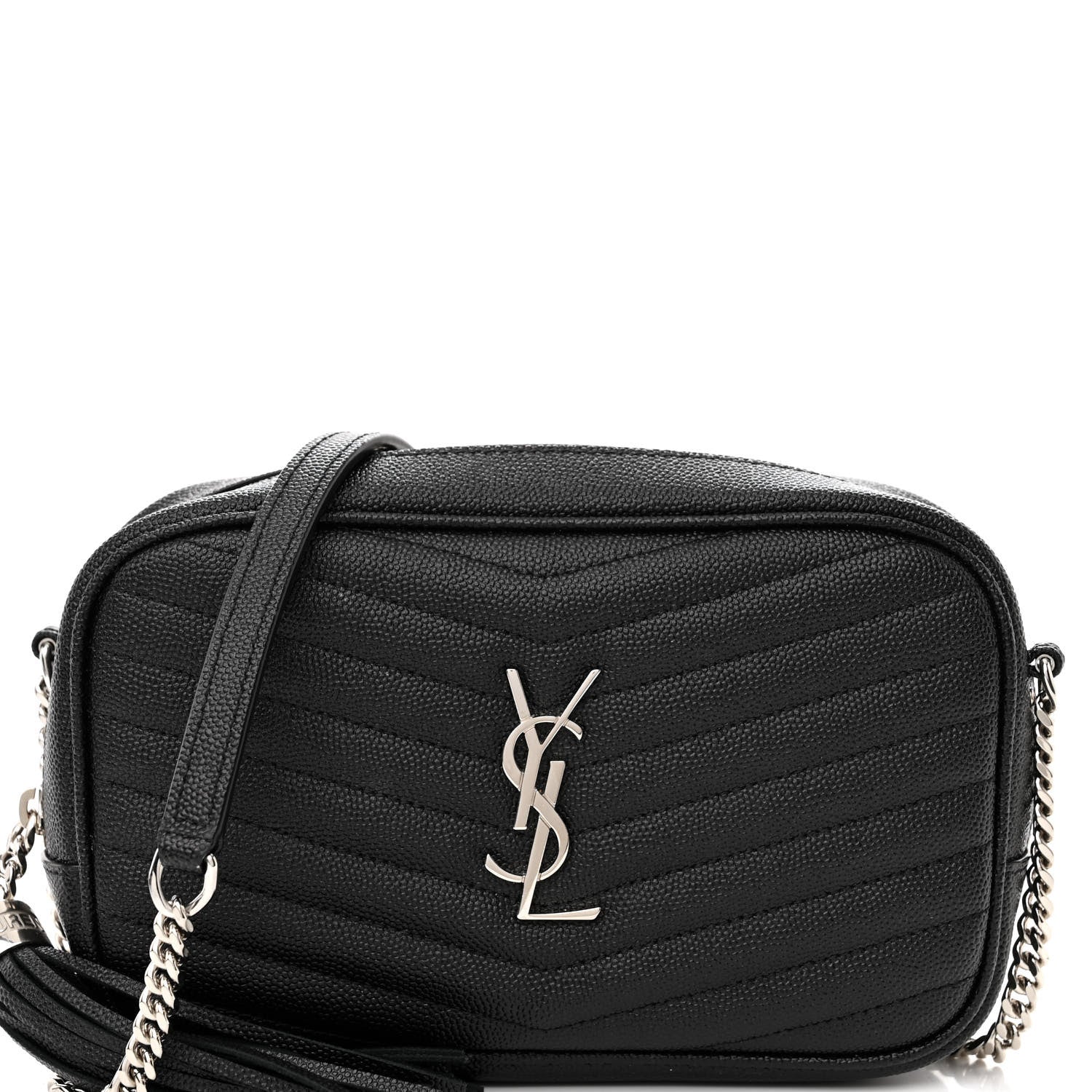 Saint Laurent Grain De Poudre Matelasse Monogram Mini Lou Camera Bag Black 8 of 11
