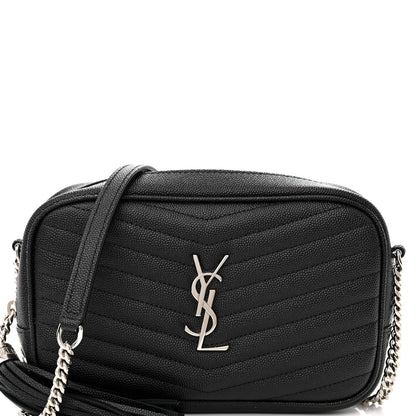 Saint Laurent Grain De Poudre Matelasse Monogram Mini Lou Camera Bag Black 8 of 11