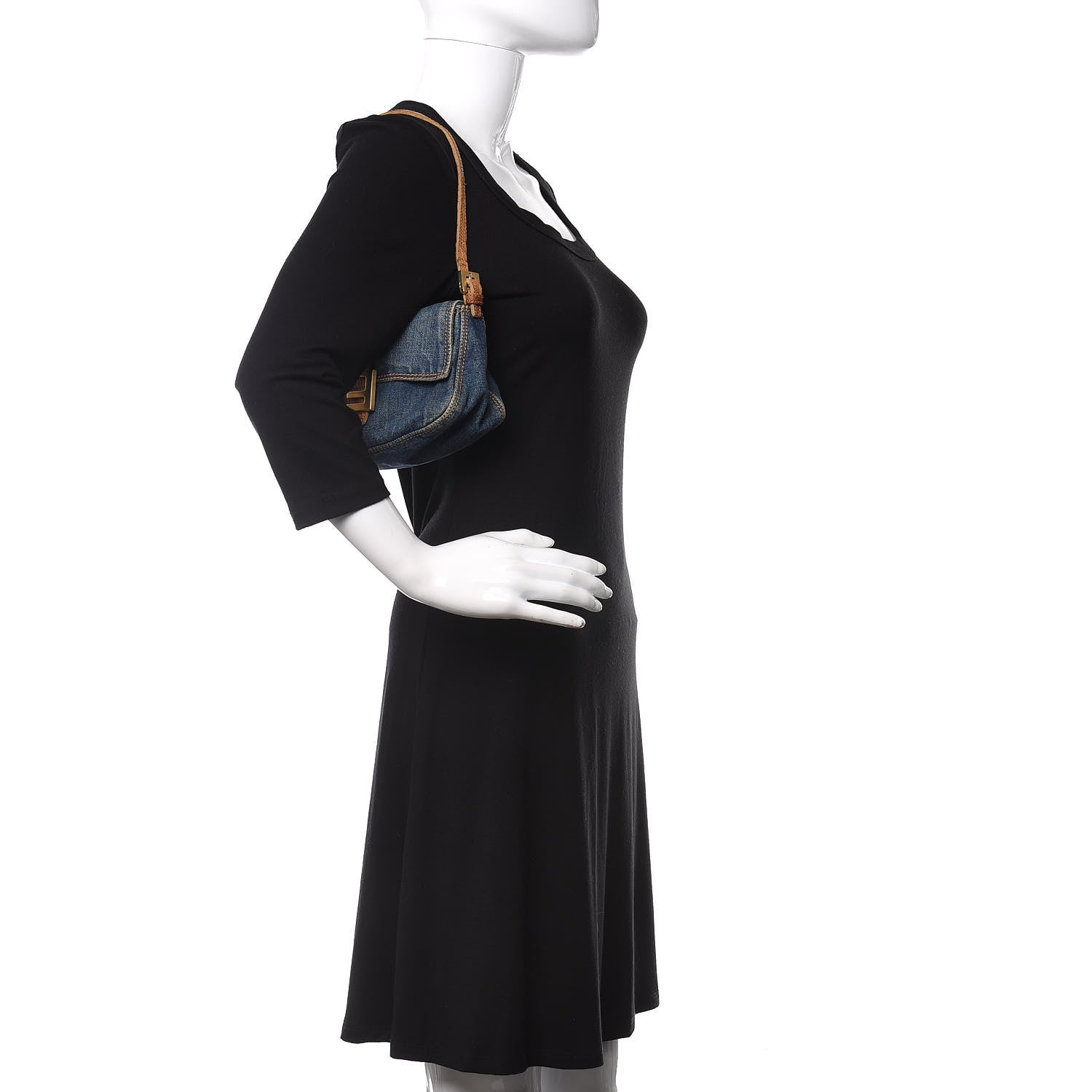 Fendi Denim Lizard Mini Mama Baguette Blue 2 of 10