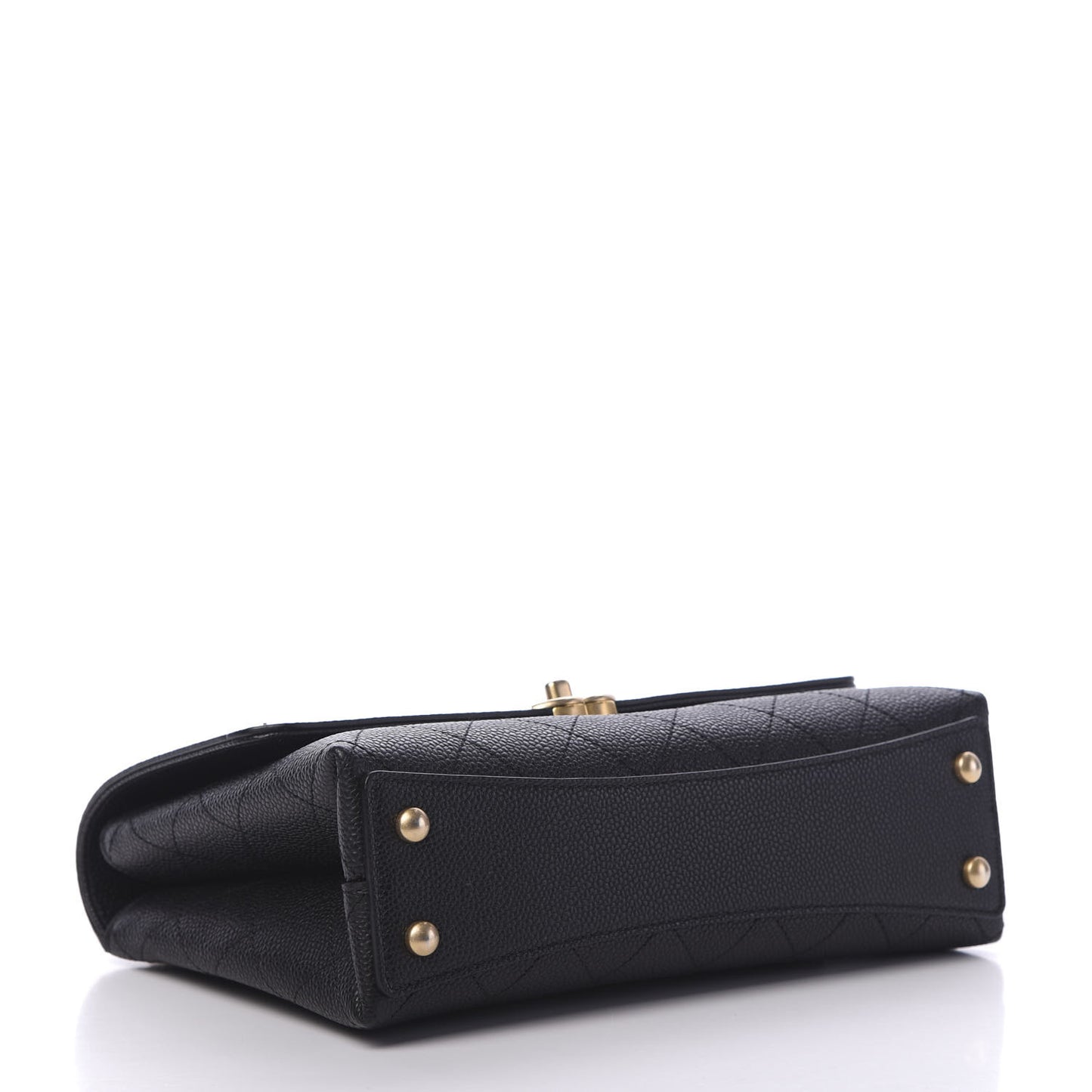 Grained Calfskin Small Stitched Flap Black