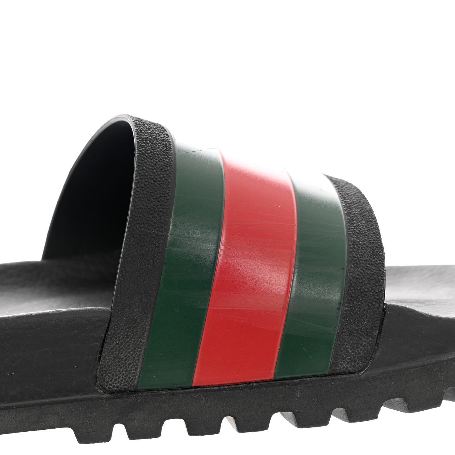 Gucci Rubber Web Mens Lug Sole Slide Sandals 11 Black Green Red 10 of 17