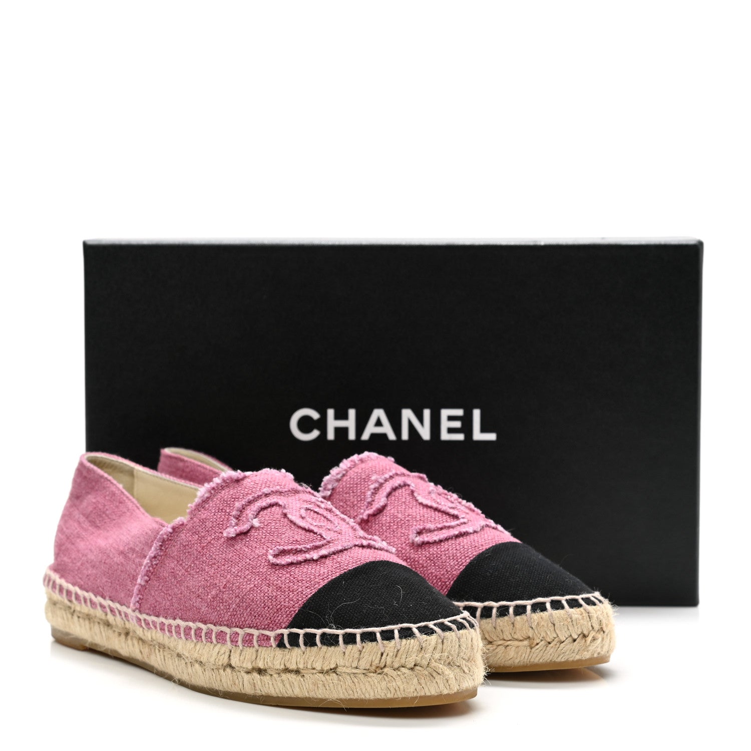 Chanel Linen CC Espadrilles 37 Pink Black 10 of 10