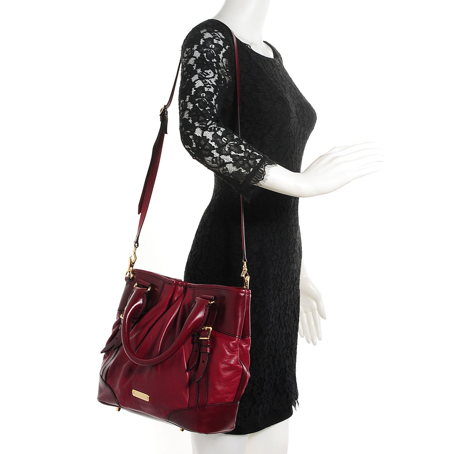 Lambskin Whipstitch Medium Tote Burgundy