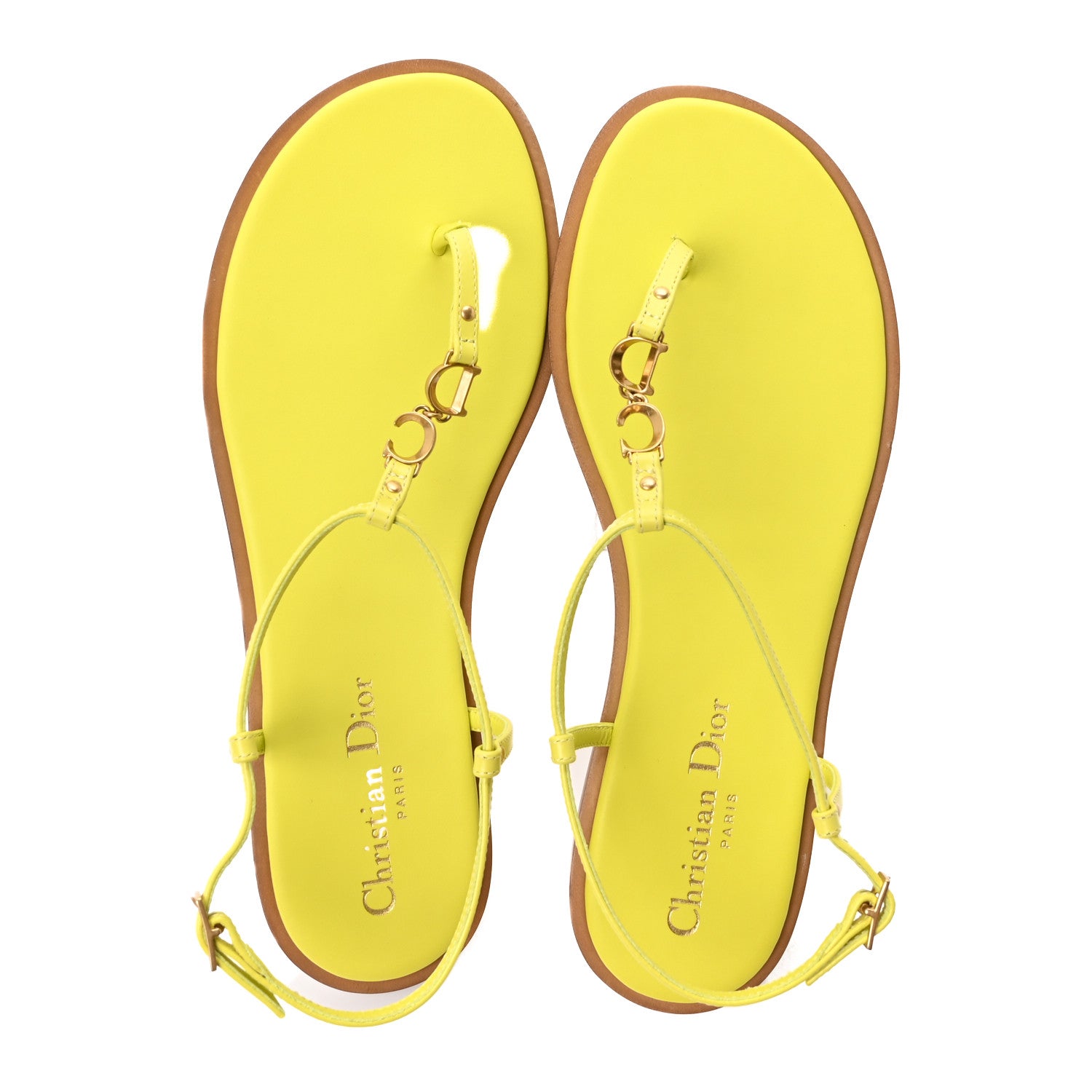 Christian Dior Calfskin C'est Dior Sandals 37 Yellow 2 of 8