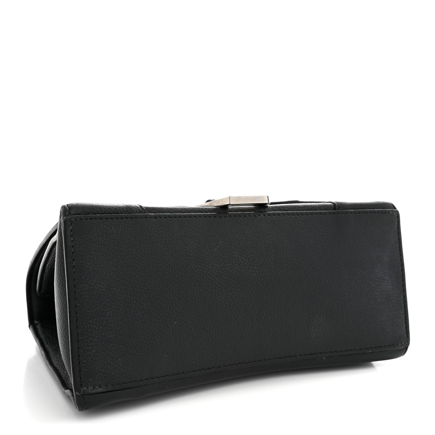 Grained Calfskin Small Hourglass Top Handle Bag Black