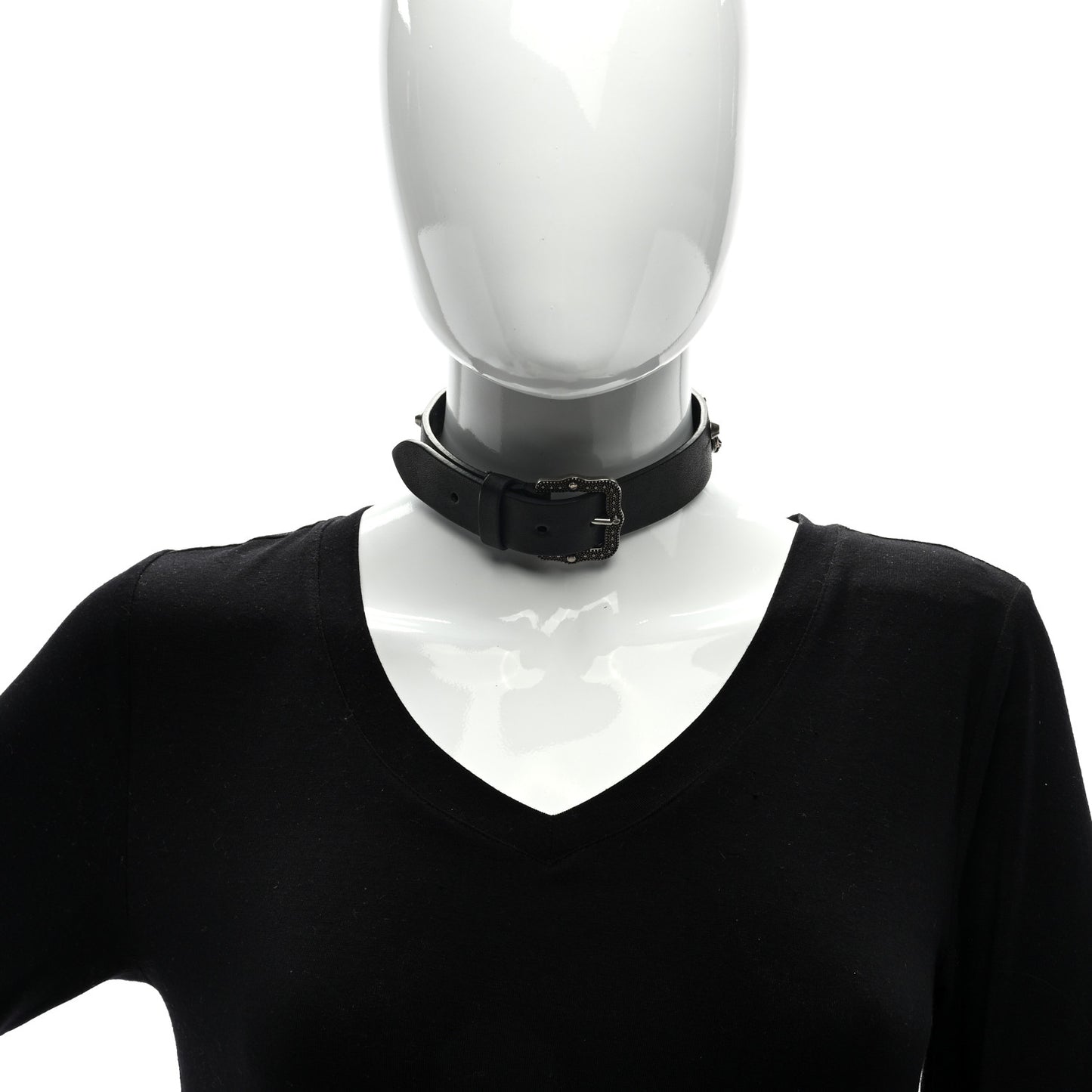 Calfskin Feline Head Choker Black
