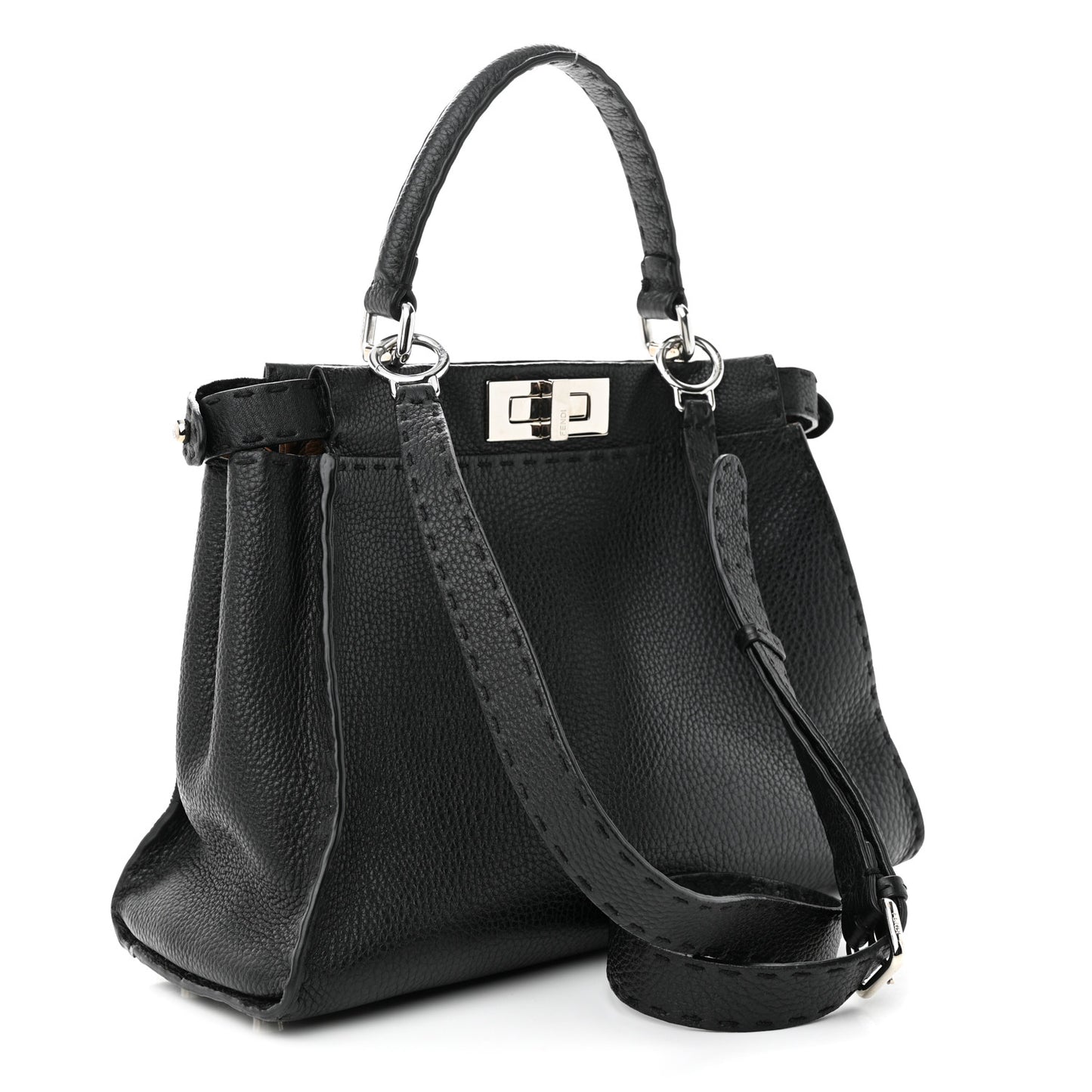 Cuoio Romano Selleria Bi-Color Medium Peekaboo Iconic Satchel Black Mou