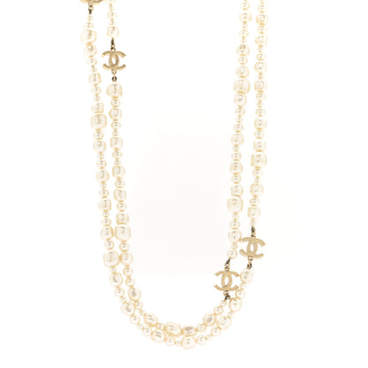 Chanel Irregular Pearl CC Long Necklace Light Gold 1 of 7