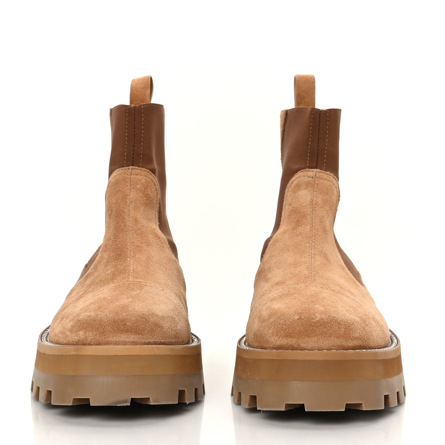 Suede Crystal Clayton Flat Ankle Boots 37.5 Caramel