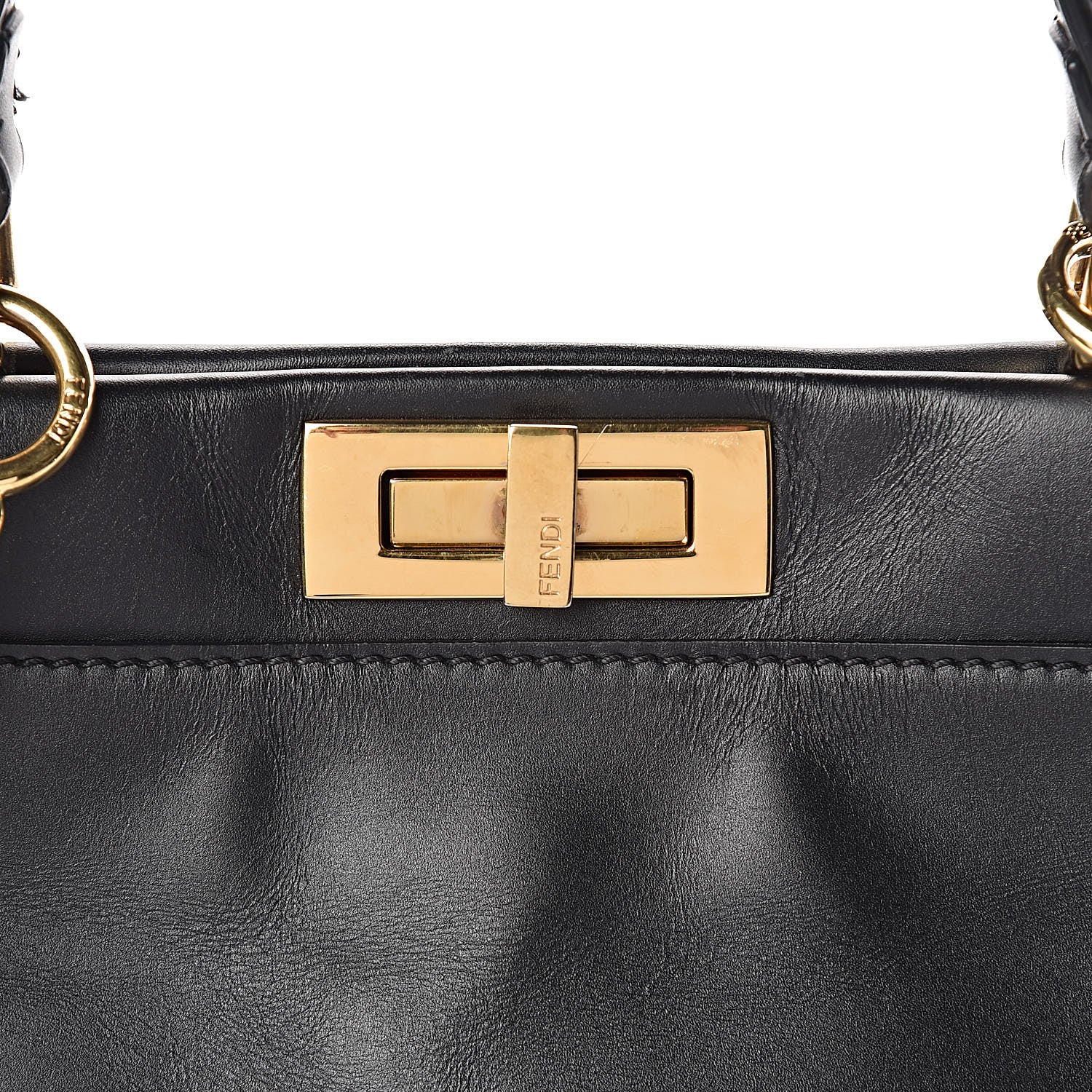 Fendi Vitello Morgan Shiny Nappa Medium Peekaboo Iconic Satchel Black 14 of 19