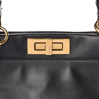 Fendi Vitello Morgan Shiny Nappa Medium Peekaboo Iconic Satchel Black 14 of 19