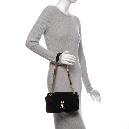 Saint Laurent Suede Tri-Quilt Monogram Medium College Bag Black 2 of 6