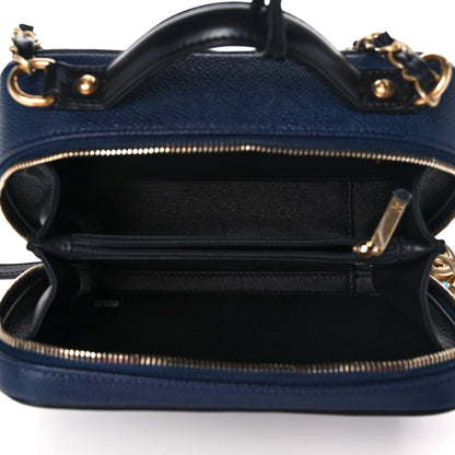 Chanel Caviar Quilted Small CC Filigree Vanity Case Navy Black 5 of 12