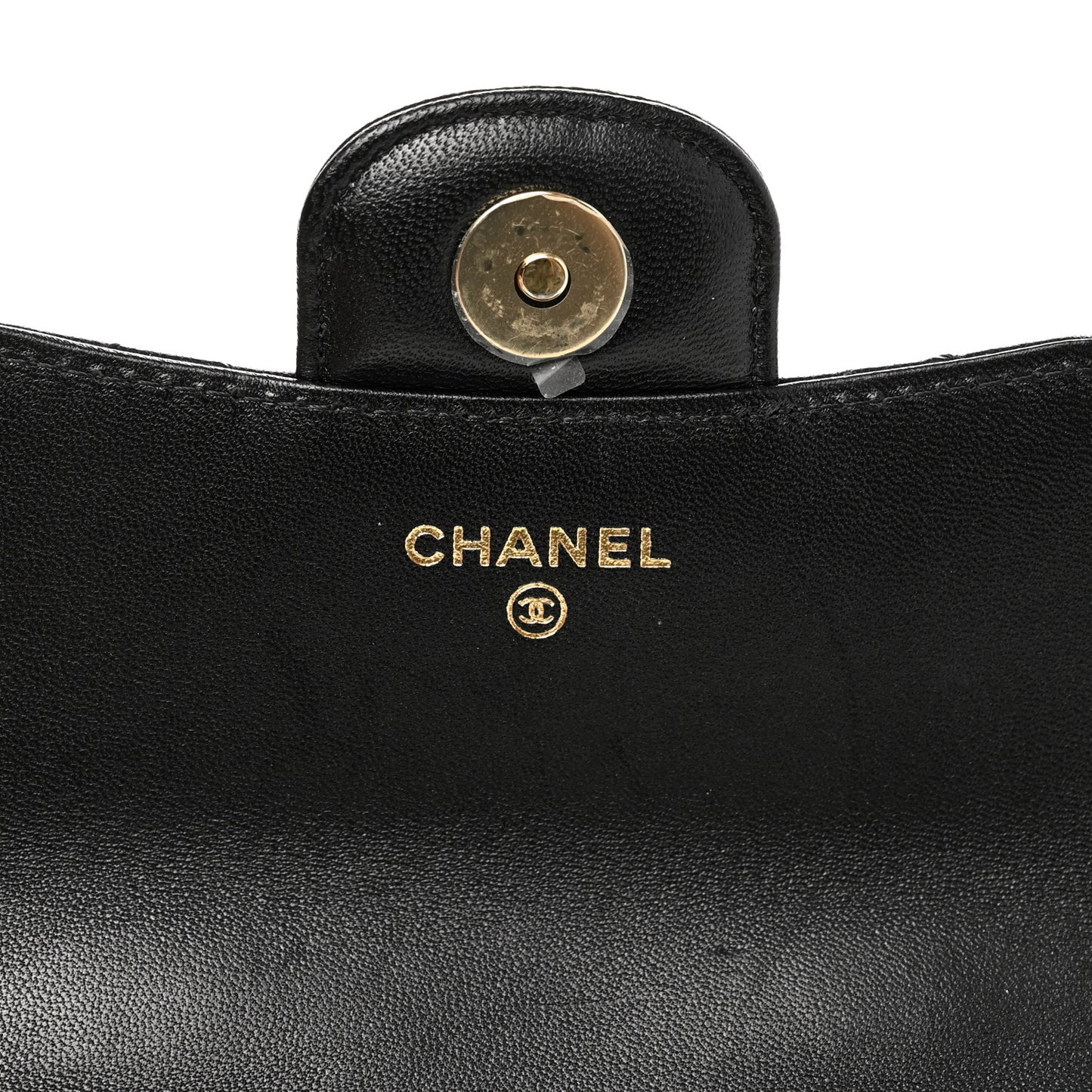Lambskin Quilted Top Handle Flap Coin Purse With Chain Black
