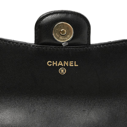 Chanel Lambskin Quilted Top Handle Flap Coin Purse With Chain Black 6 of 13