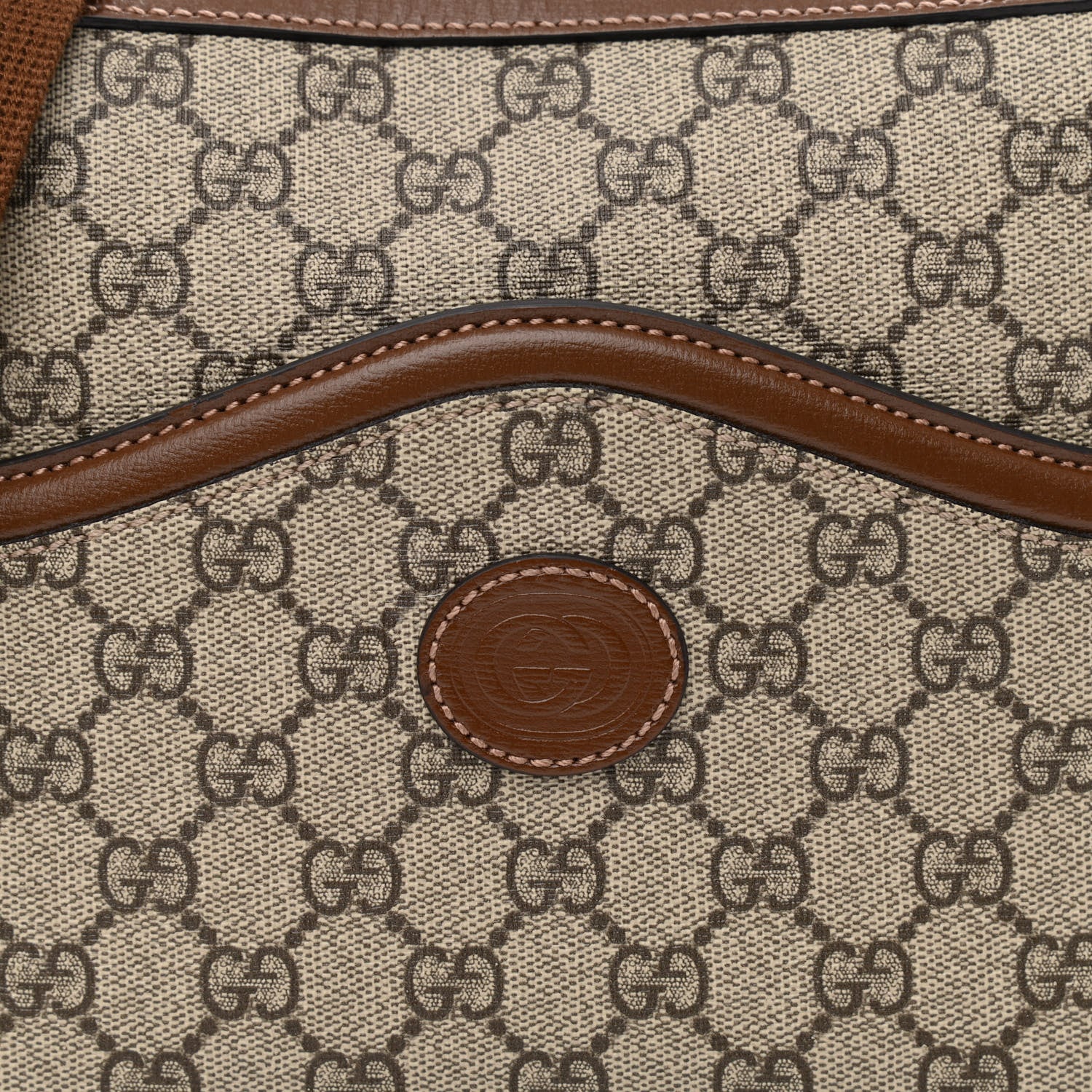 Gucci GG Supreme Monogram Azalea Calfskin Retro Interlocking G Messenger Shoulder Bag Beige Ebony Brown Sugar 8 of 10