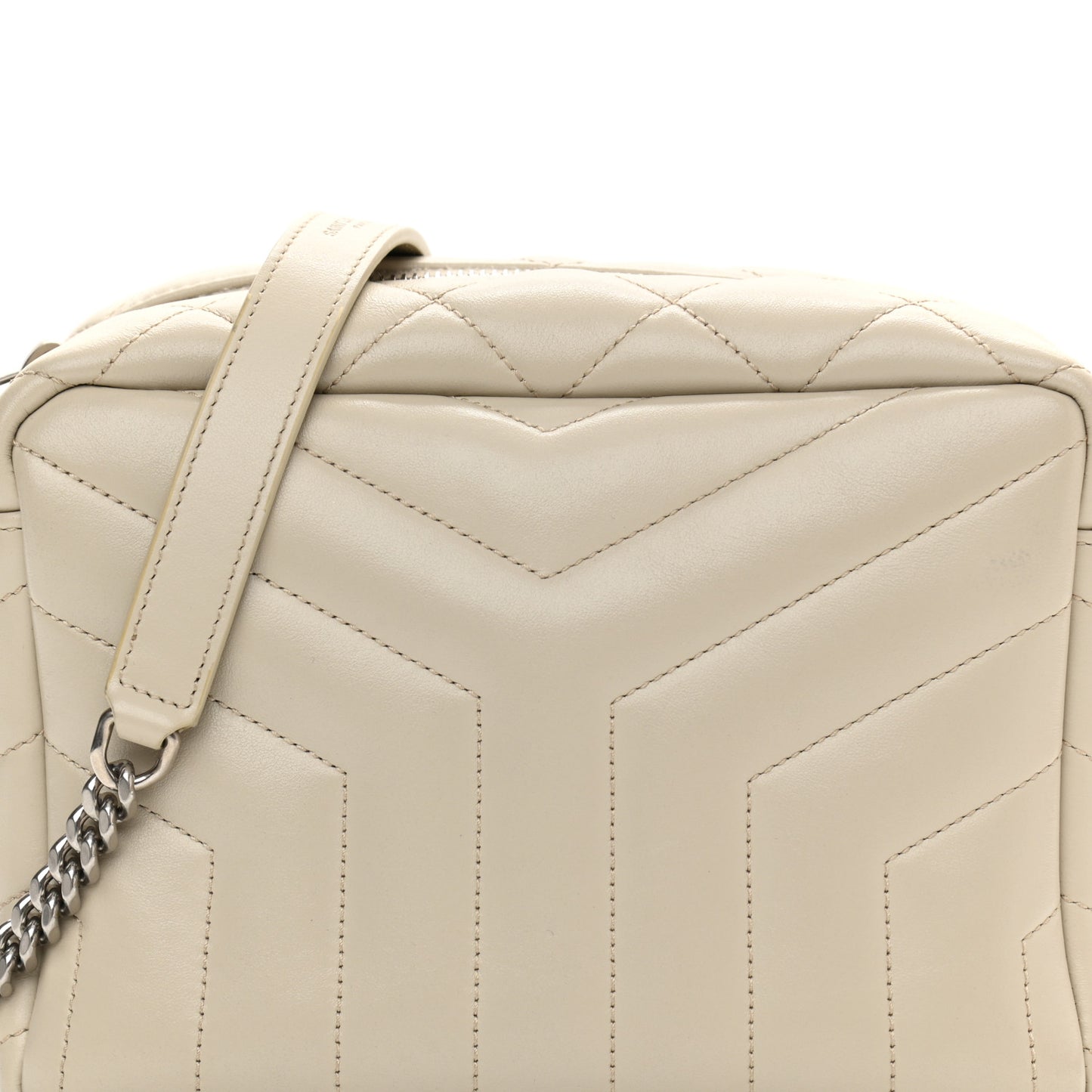Calfskin Y Quilted Monogram Small Loulou Bowling Bag Ivory