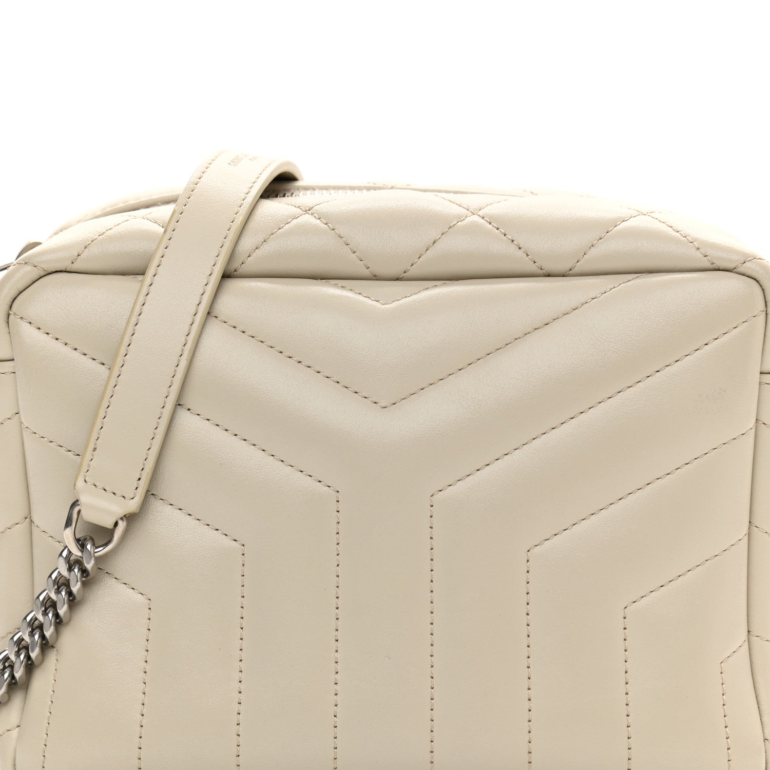 Saint Laurent Calfskin Y Quilted Monogram Small Loulou Bowling Bag Ivory 6 of 8