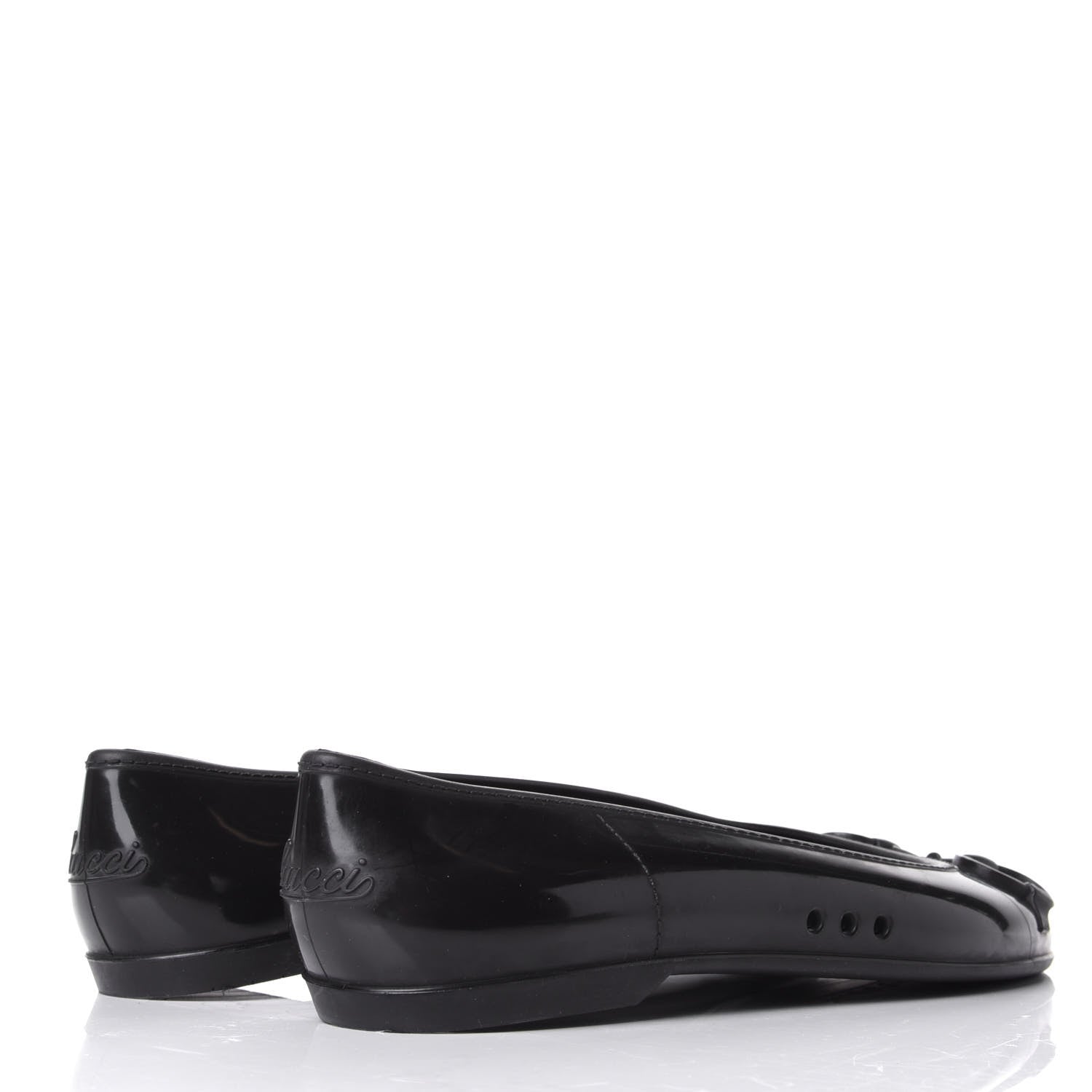 Gucci Rubber Horsebit Ballerina Flats 37 Black 4 of 8