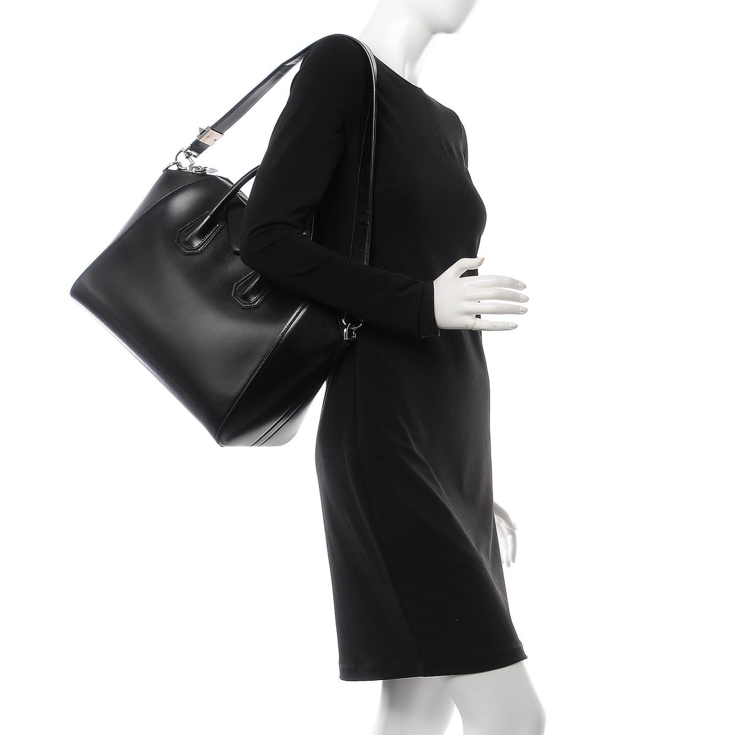 Shiny Lord Calfskin Medium Antigona Black