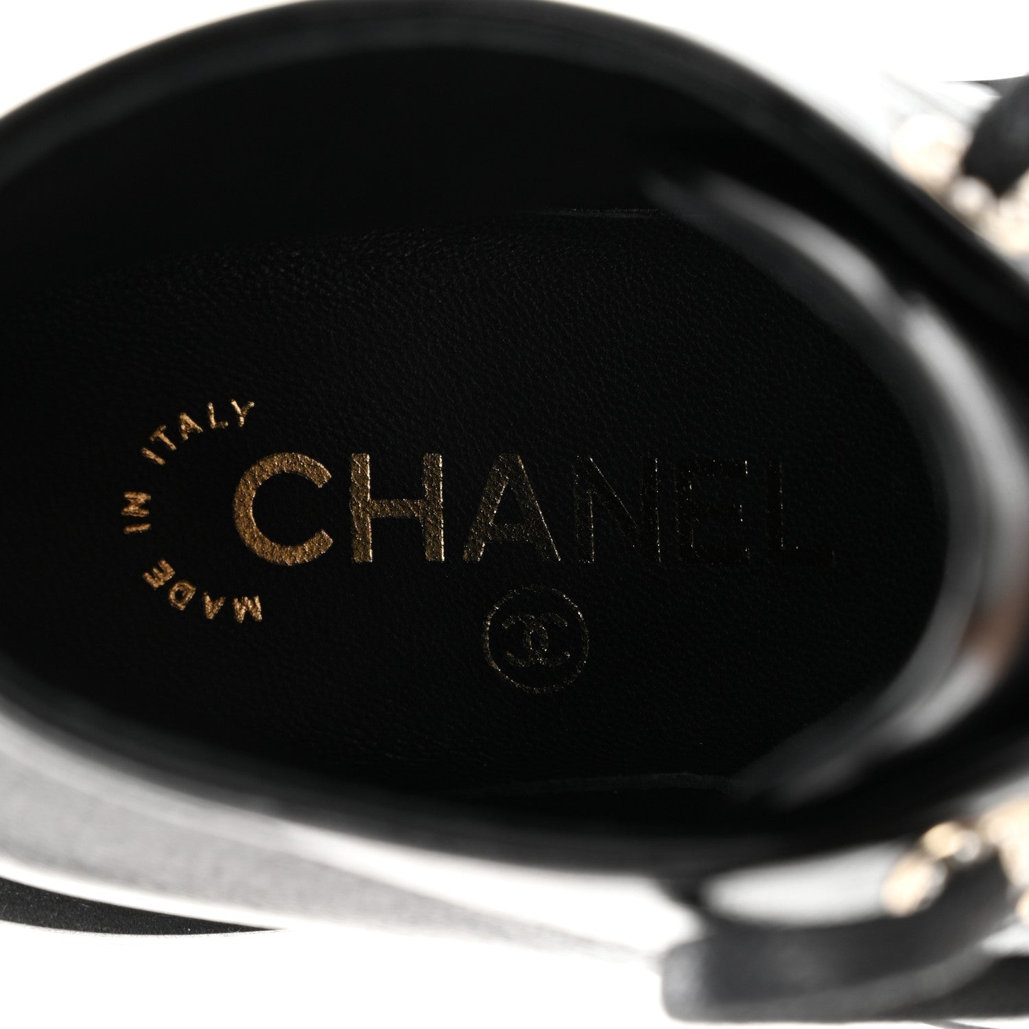 Chanel Shiny Calfskin Pearl Lace Up Combat Short Boots 35 Black 6 of 11