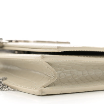 Saint Laurent Calfskin Crocodile Embossed Kate Monogram Tassel Chain Wallet Crema Soft 9 of 12