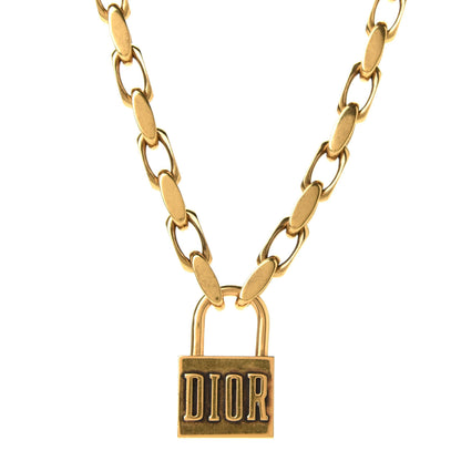 Christian Dior Metal Lucky Locket Choker Necklace Aged Gold 1 of 4