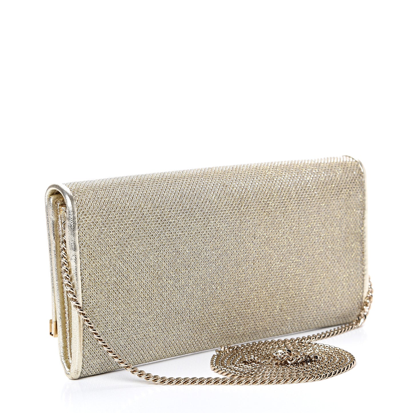 Glitter Fabric Milla Chain Wallet Champagne