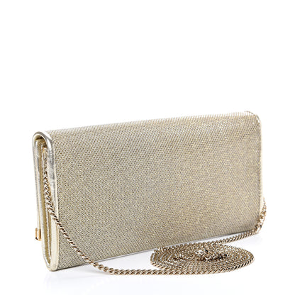 Jimmy Choo Glitter Fabric Milla Chain Wallet Champagne 2 of 9