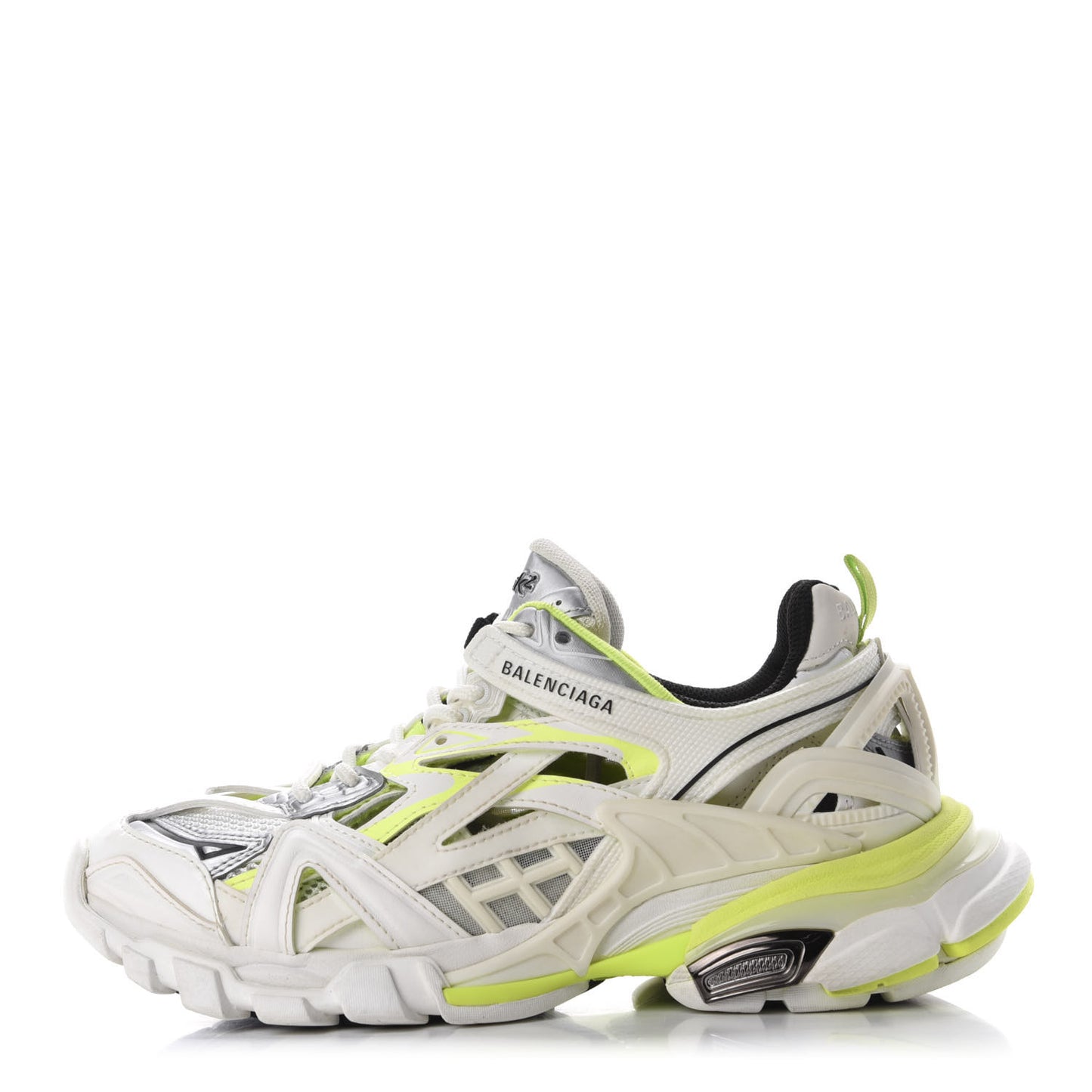 Rubber Mesh Bi-Color Womens Track.2 Open Sneakers 37 White Fluo Yellow