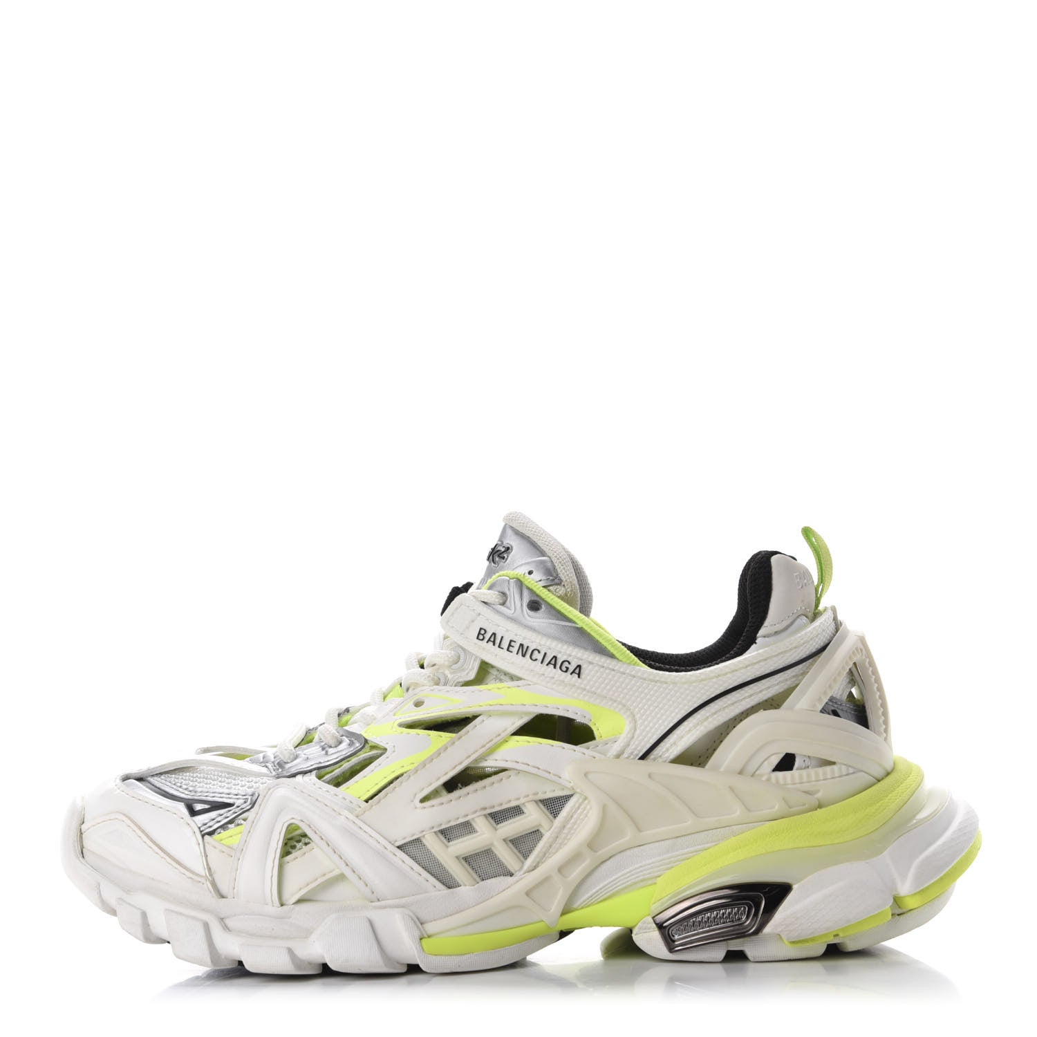 Balenciaga Rubber Mesh Bi-Color Womens Track.2 Open Sneakers 37 White Fluo Yellow 1 of 7