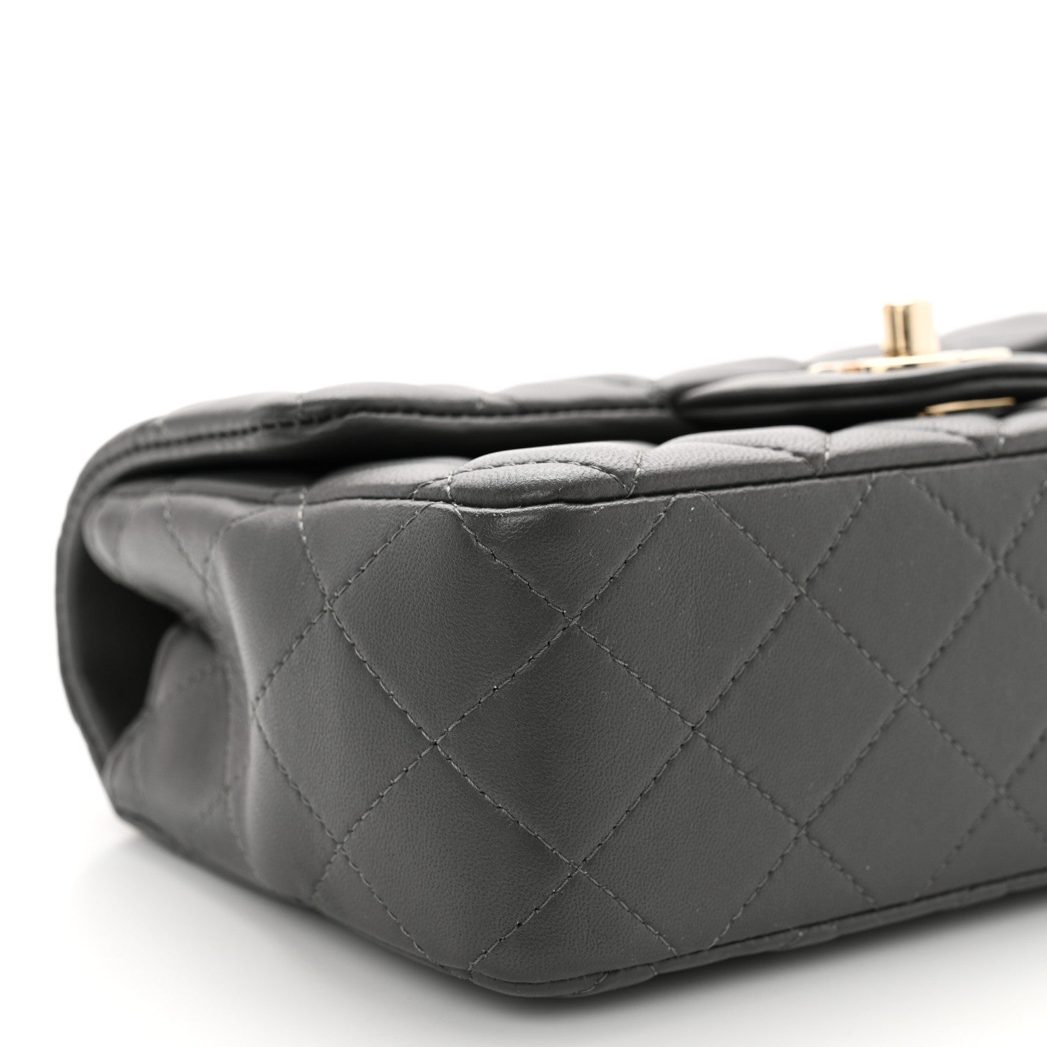 Chanel Lambskin Quilted Mini Rectangular Flap Dark Grey 9 of 11