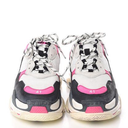 Balenciaga Fabric Mesh Womens Triple S Sneakers 41 Rose Fluo Black White 2 of 15
