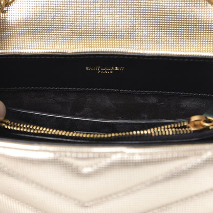 Saint Laurent Metallic Calfskin Y Quilted Small Loulou Monogram Chain Satchel Platino 12 of 12