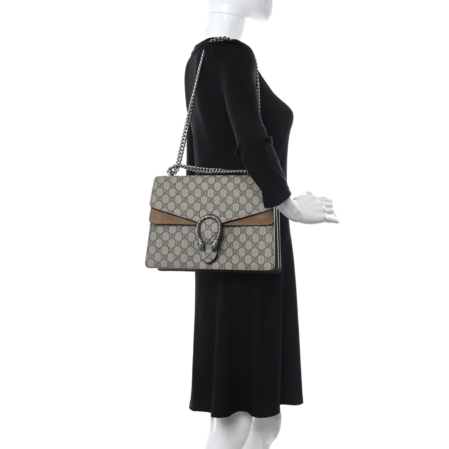 Gucci GG Supreme Monogram Medium Dionysus Shoulder Bag Taupe 2 of 16