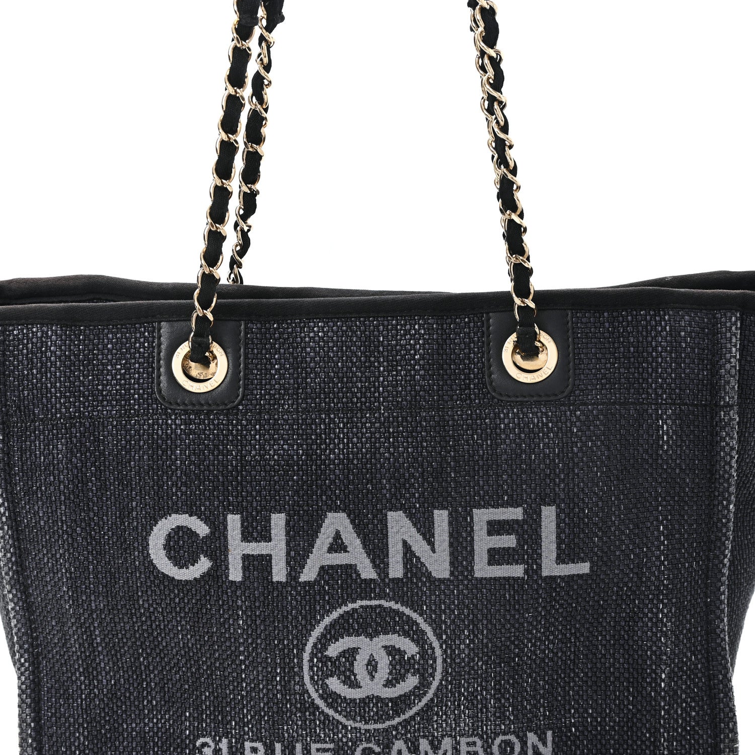 Chanel Woven Straw Raffia Small Deauville Tote Charcoal 8 of 13